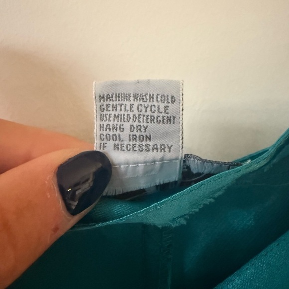 Vintage Claudine Bueché teal satin dress size medium 8 10 - Picture 5 of 6